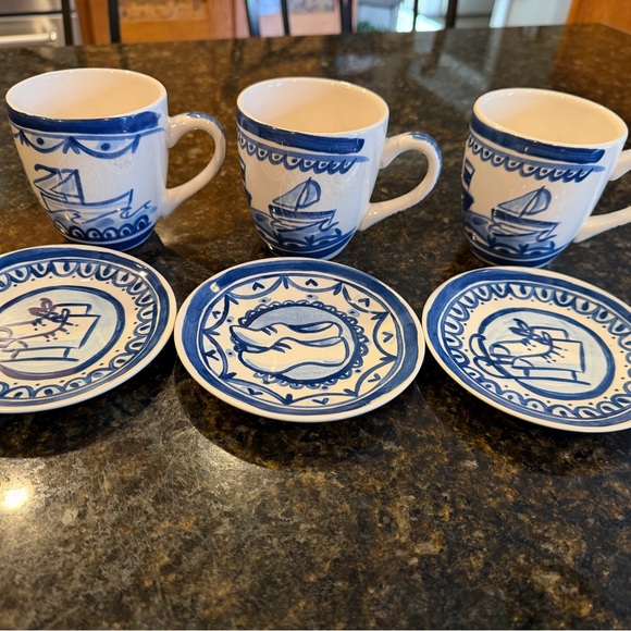 Delft Blond Amsterdam Ceramic Mug and Saucer Set 3 Mugs & 3 plates - Picture 2 of 11